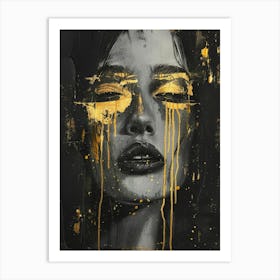 Gold Dripping Face Art Print