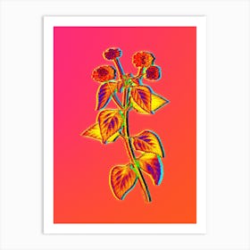 Neon Tickberry on Branches Botanical in Hot Pink and Electric Blue n.0201 Art Print