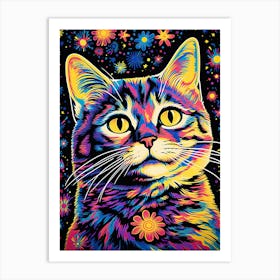 Celestial Pawprints, Psychedelic Cats series Art Print