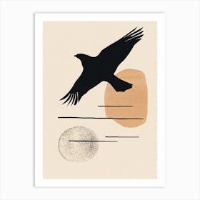 Crow in Flight Minimal Art Print