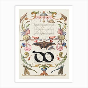 Guide For Constructing The Ligature Do From Mira Calligraphiae Monumenta, Joris Hoefnagel Art Print