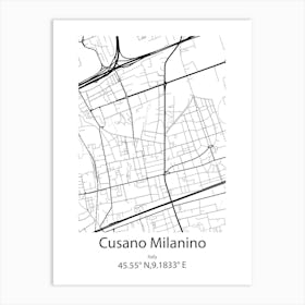 Cusano Milanino,Italy Minimalist Map Art Print