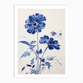 Blue Botanical Daisy 2 Art Print