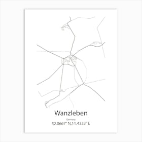 Wanzleben,Germany Minimalist Map Art Print