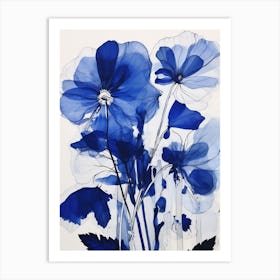 Blue Botanical Lily 4 Art Print