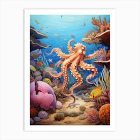 Octopus Amongst Fish 1 Art Print