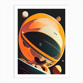 Satellite Orbit Comic Space Space Art Print