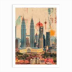 Kuala Lumpur   Retro Collage Style 3 Art Print