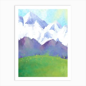 Watercolor Of Mountains 7 Art Print