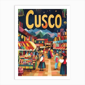 Aihrgdesign A 1970s Inspired Travel Poster For Cusco Depictin 57fd1e37 142e 429f B820 7ada9ad677ea 0 Art Print