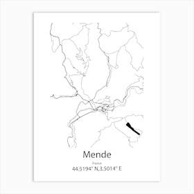 Mende,France Minimalist Map Art Print