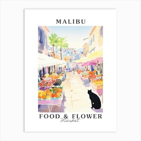 Food Market With Cats In Malibu 1 Poster Art Print