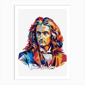 Isaac Newton 01 Portrait WPAP Pop Art Art Print