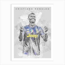 Cristiano Ronaldo Juventus Portrait Sketch Art Print