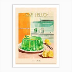 Retro Bright Green Jelly Vintage Cookbook Inspired 2 Poster Art Print