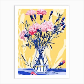 Carnation Flowers On A Table   Contemporary Illustration 4 Art Print