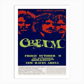 Cream 1968 New Haven Farewell Tour Poster Art Print