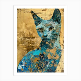 Cat Gold Effect Collage 4 Art Print