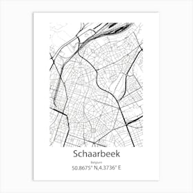 Schaarbeek,Belgium Minimalist Map Art Print