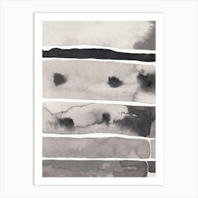 monochrome black and white ink airbrush abstract minimal minimalist blurred artwork painting office hotel living room bedroom 4 Art Print
