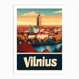 Aihrgdesign A Vintage Travel Poster Of Vilnius 2 Art Print