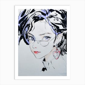 Girl With Glasses Art Print