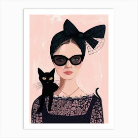 Girl With A Cat 4 Art Print