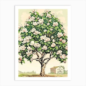 Magnolia Tree Storybook Illustration 1 Art Print
