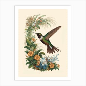 Hummingbird botanical flower beauty 15 Art Print