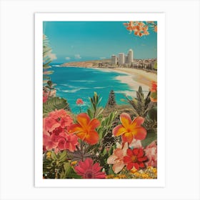 Bondi Beach   Floral Retro Collage Style 4 Art Print