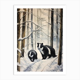 Winter Watercolour Skunk Art Print