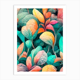 Colorful Leaves Seamless Pattern Art Print