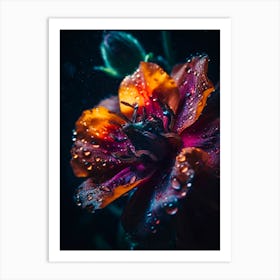 Water Droplets On A colorful Flower Art Print