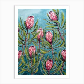 Pink Protea Painting Art Print