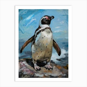 Adlie Penguin Robben Island Oil Painting 2 Art Print