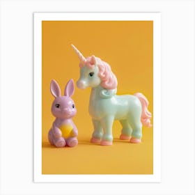 Pastel Toy Unicorn & Toy Bunny 2 Art Print