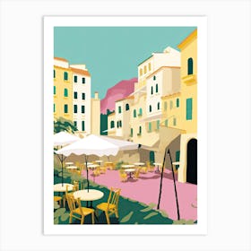 Amalfi, Italy, Flat Pastels Tones Illustration 7 Art Print