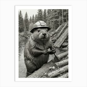 Beaver In A Hard Hat 1 Art Print