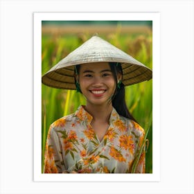 Vietnamese Girl In A Rice Field Art Print