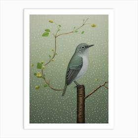 Ohara Koson Inspired Bird Painting Robin 2 Art Print