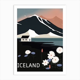 Iceland, Minimalism Retro Travel Poster Art Print