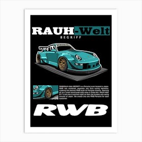 Porsche RWB Cyan Art Print