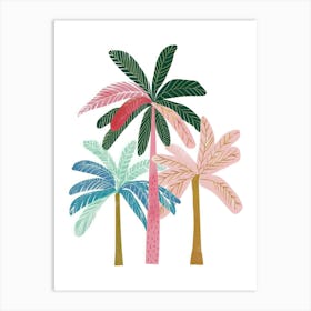 Colourful Palms Summer Illustration Art Print