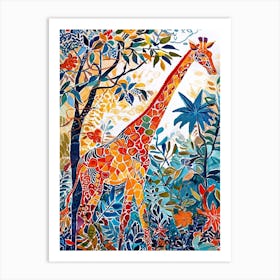 Giraffe Gazing Into The Trees Watercolour Style 2 Art Print