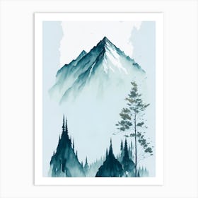 Mountain And Forest In Minimalist Watercolor Vertical Composition 184 Art Print