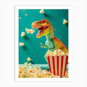 Toy Dinosaur Eating Popcorn 2 Art Print