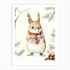 Squirrel In Scarf Art Print