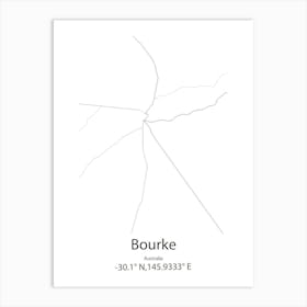 Bourke,Australia Minimalist Map Art Print