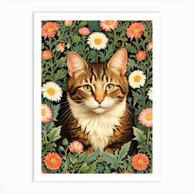 Cat In Flowers William Morris Art Print