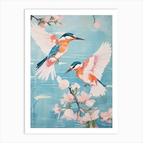 Vintage Japanese Inspired Bird Print Kingfisher 2 Art Print
